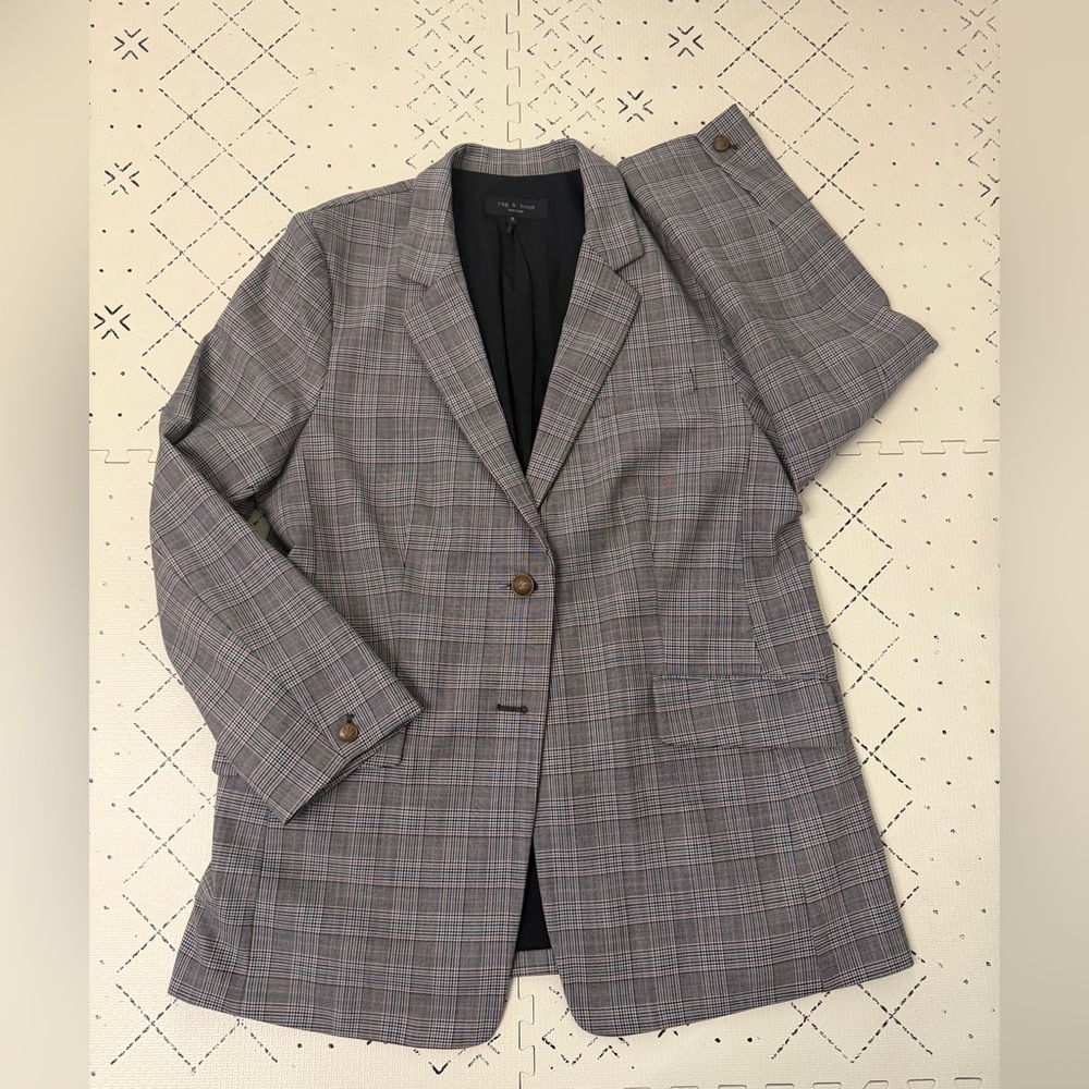 Rag & Bone‎ blazer with a glen plaid pattern 16 wool blend